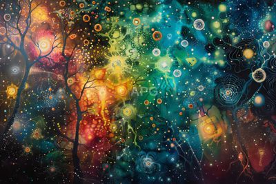 Kosmische Opaleszenz: Abstrakte Nachtlandschaft